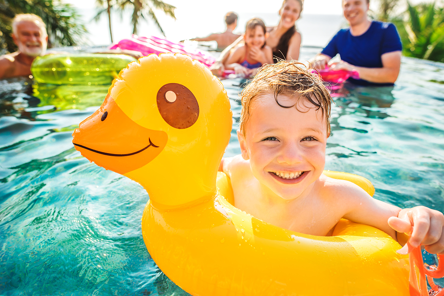 Family in Pool